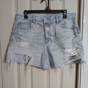 American Eagle Outfitters Light Blue Distressed Jean Shorts